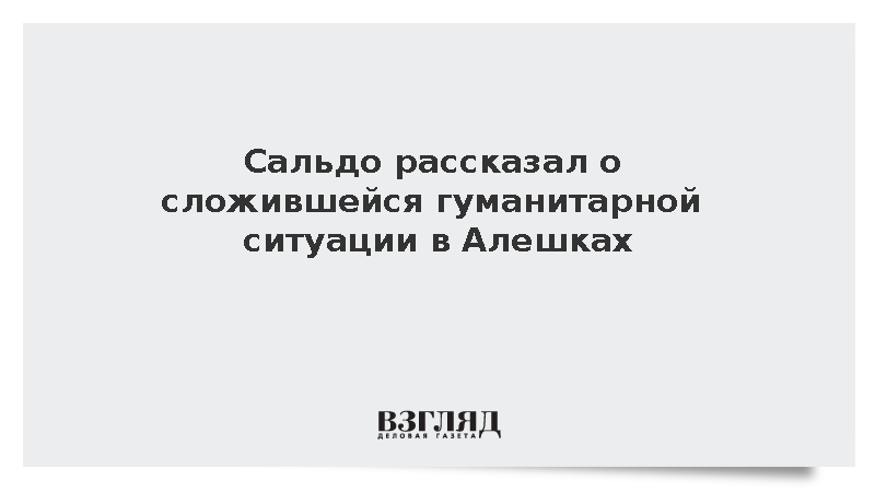 Сальдо оценил гуманитарную ситуацию в Алешках как сложнейшую