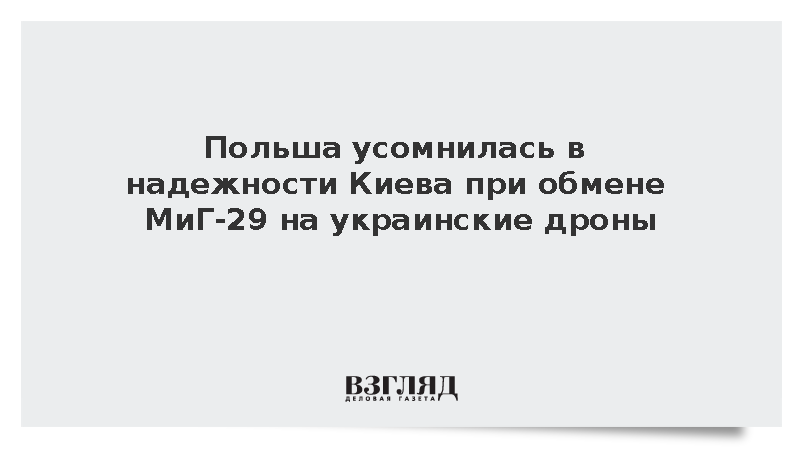 Wirtualna Polska: Польша усомнилась в надежности Киева при обмене МиГ-29 на БПЛА