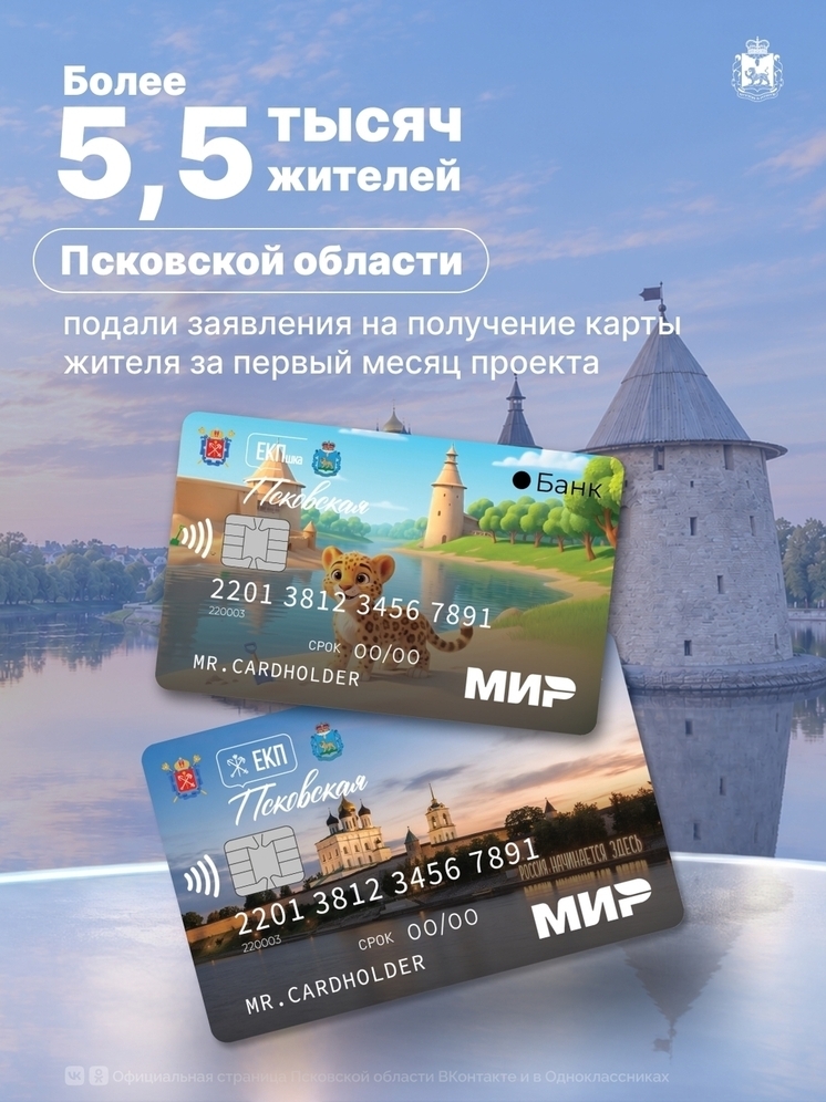 В Псковской области за месяц подали более 5,6 тысячи заявлений на карты «Псковская» и «ЕКПшка»