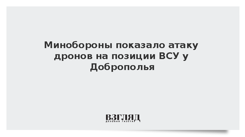 Минобороны показало атаку дронов на позиции ВСУ у Доброполья