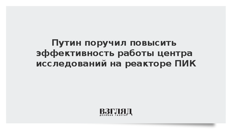 Путин поручил повысить эффективность работы центра исследований на реакторе ПИК