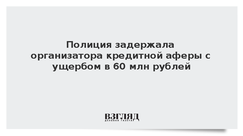 Полиция задержала организатора кредитной аферы с ущербом в 60 млн рублей