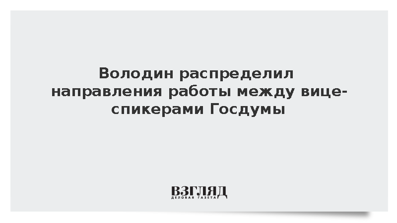Володин распределил направления работы между вице-спикерами Госдумы