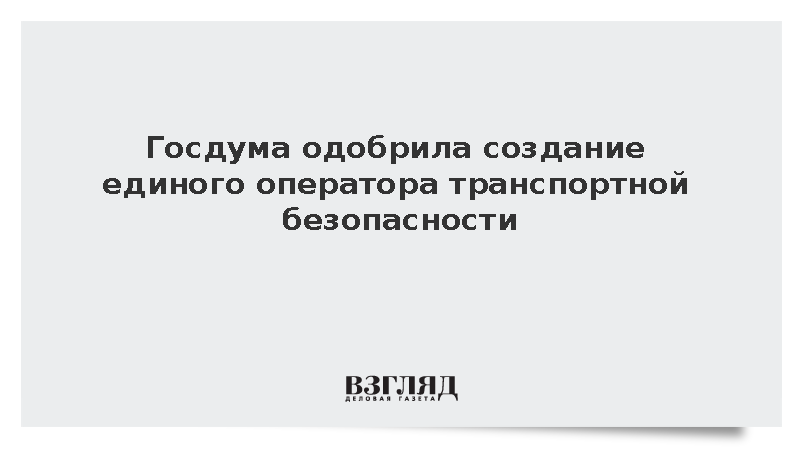 Госдума одобрила создание единого оператора транспортной безопасности