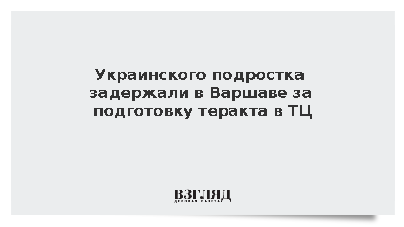Украинского подростка задержали в Варшаве за подготовку теракта в ТЦ