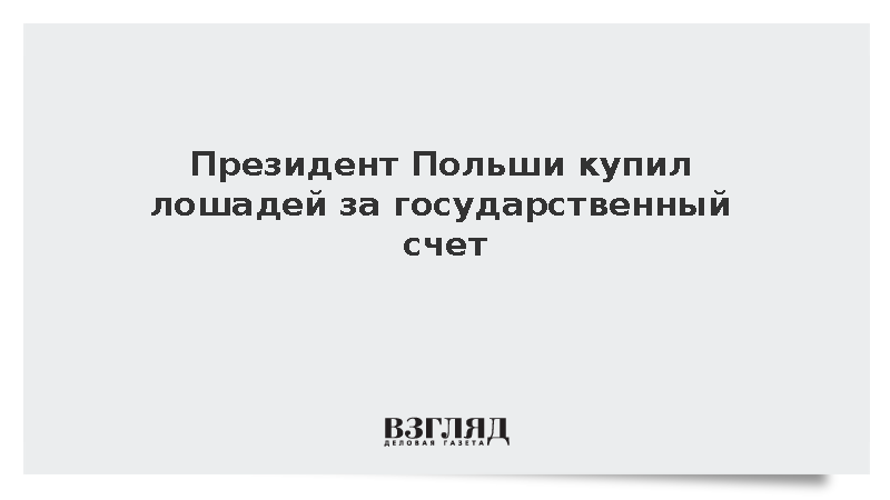 Президент Польши Навроцкий купил лошадей за государственный счет