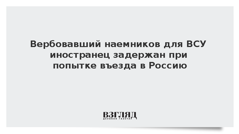 Вербовавший наемников для ВСУ иностранец задержан при попытке въезда в Россию
