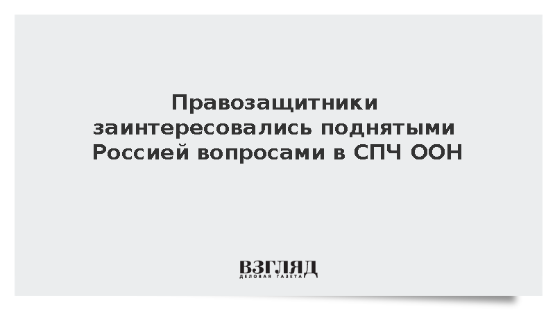 Правозащитные организации проявили интерес к поднятым Россией вопросам в ООН