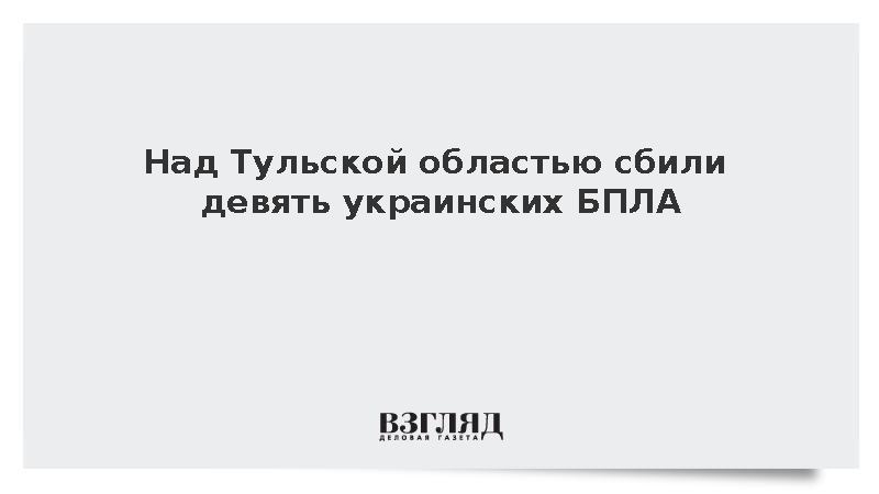 Миляев: Силы ПВО уничтожили девять дронов ВСУ над территорией Тульской области