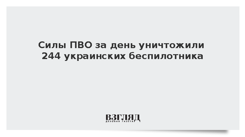 Силы ПВО перехватили 244 беспилотника ВСУ над российскими регионами за день