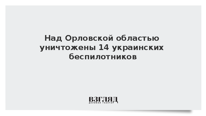 Силы ПВО за ночь уничтожили 14 украинских БПЛА над Орловской областью