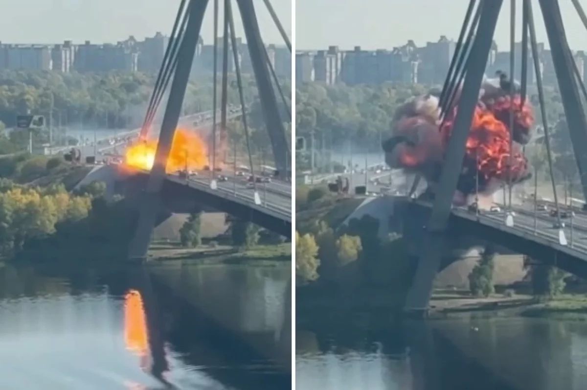 Появились кадры удара по Северному мосту в Киеве