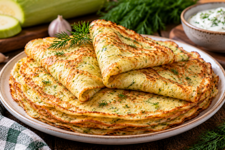 Кабачок да стакан молока: делаем вкусные блинчики — под любую соленую начинку или просто со сметаной и чесноком