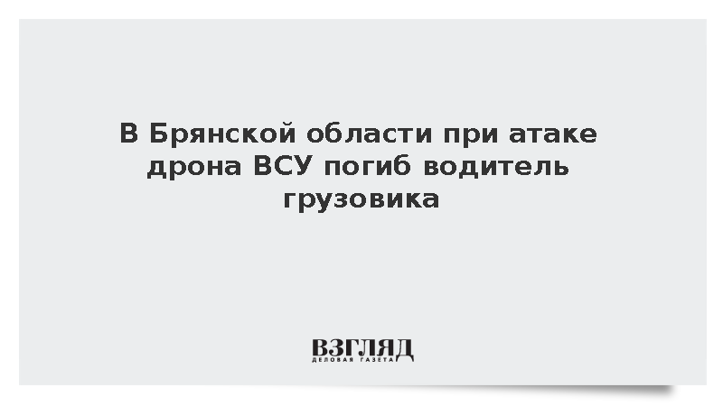 В Брянской области при атаке дрона ВСУ погиб водитель грузовика