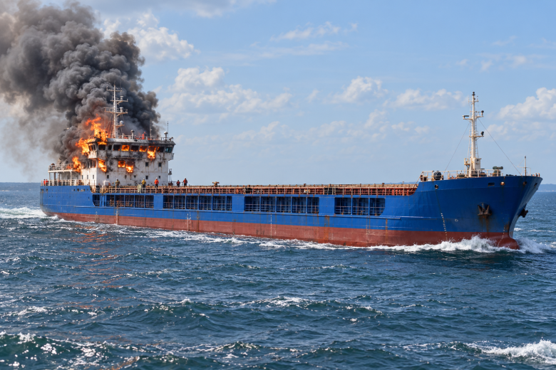 Пожар вспыхнул на сухогрузе в Черном море