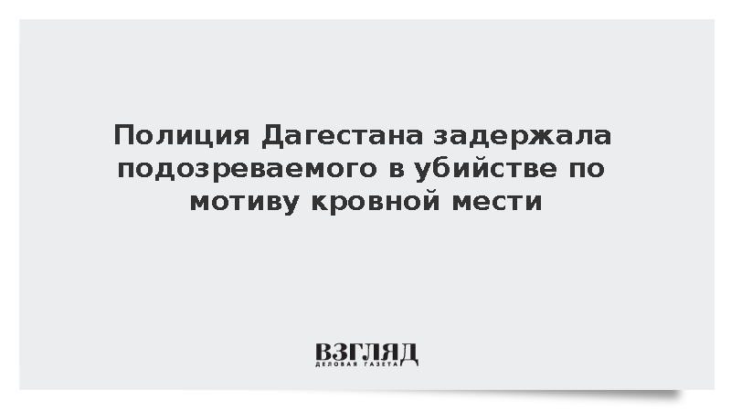Полиция Дагестана задержала подозреваемого в убийстве по мотиву кровной мести