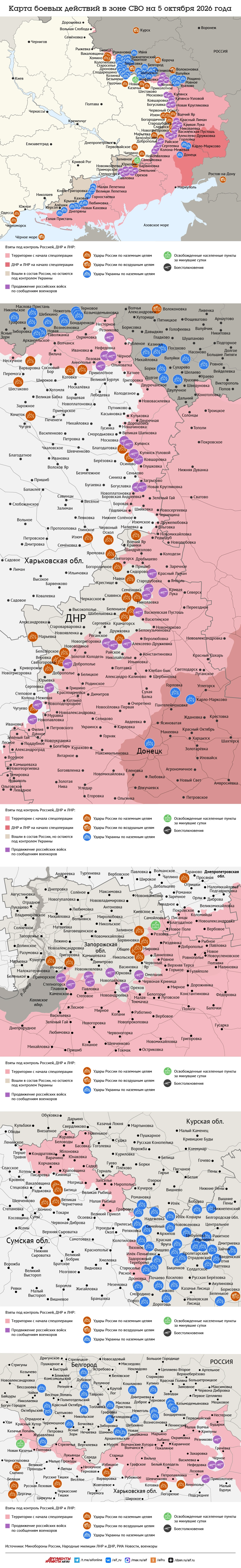 Карта боевых действий в зоне СВО на 5 октября 2026 года