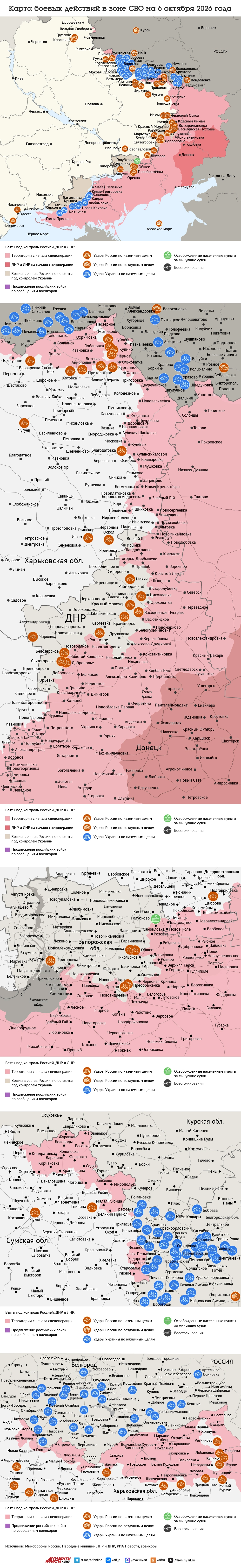 Карта боевых действий в зоне СВО на 6 октября 2026 года