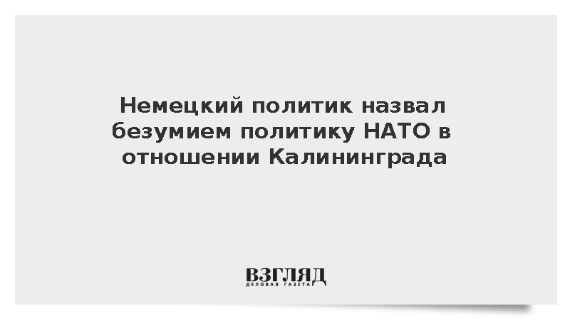 Глава Немецкого совета Нимайер обвинил НАТО в безумной политике по Калининграду
