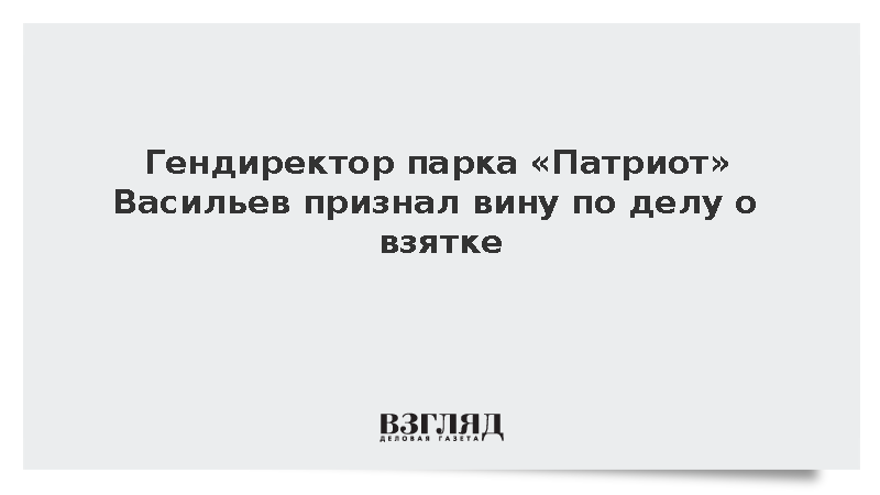 Гендиректор парка «Патриот» Васильев признал вину по делу о взятке