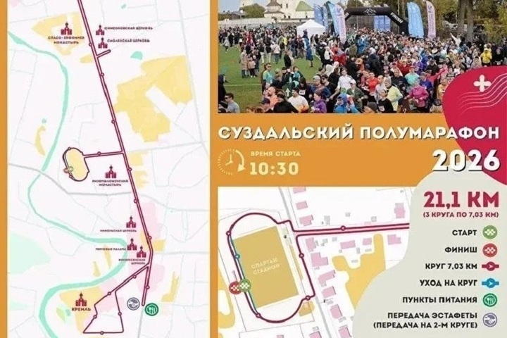 11 октября Суздаль в шестой раз примет полумарафон «Жемчужина Золотого кольца»