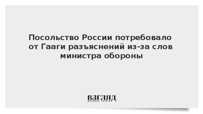 Посольство России обвинило главу Минобороны Нидерландов в стремлении к войне