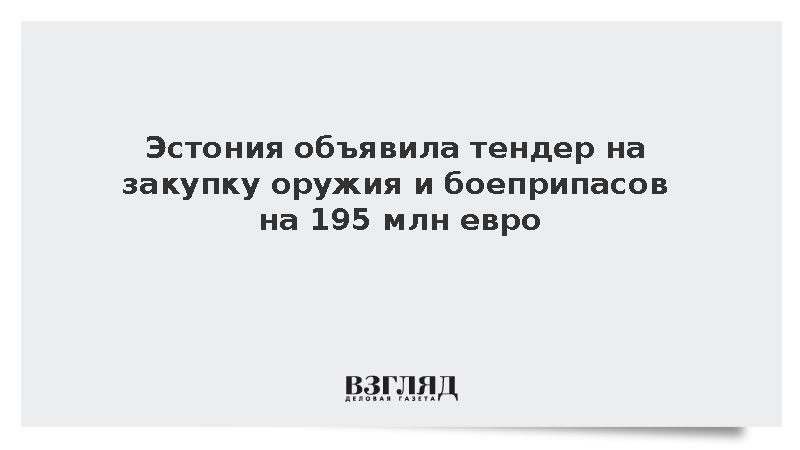ERR: Эстония объявила тендер на закупку оружия и боеприпасов на 195 млн евро