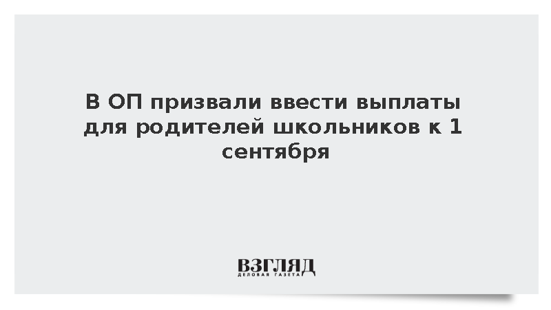 В Общественной палате предложили ввести единовременную выплату к 1 сентября