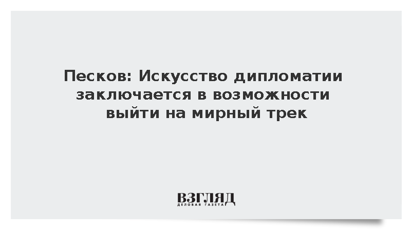 Песков: Искусством дипломатии является возможность найти путь к миру на Украине