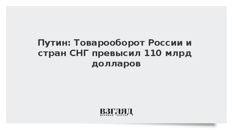 Путин: Товарооборот России и стран СНГ превысил 110 млрд долларов