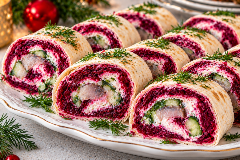 Вкус шубы, но без долгой сборки: сельдь со свеклой заворачиваю лаваш — шикарная закуска готова