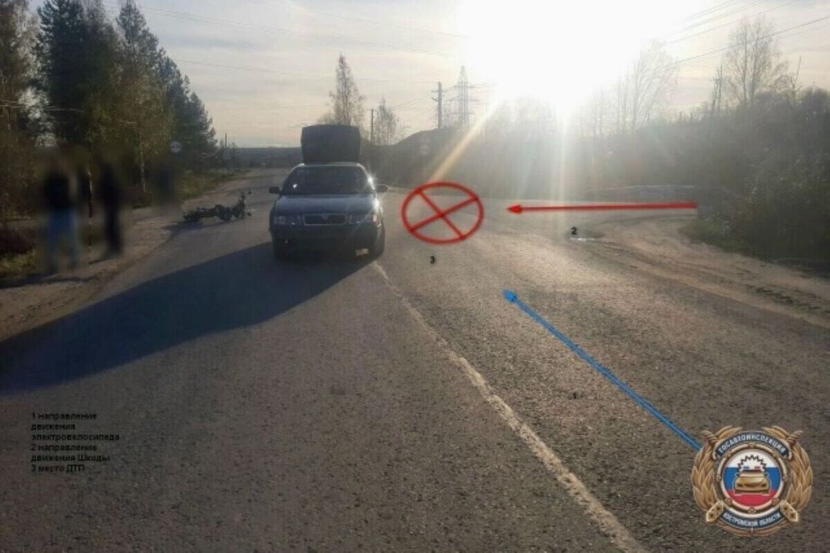 К️остромские ДТП: на улице Энергетиков «Шкода» сбила электровелосипед с двумя пассажирами