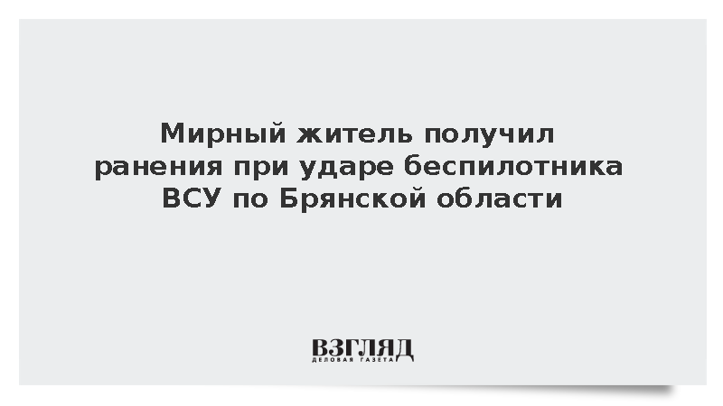 Ковальчук: Дрон-камикадзе ВСУ ранил мирного жителя в Брянской области