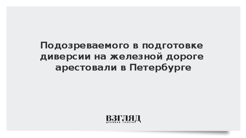 Подозреваемого в подготовке диверсии на железной дороге арестовали в Петербурге