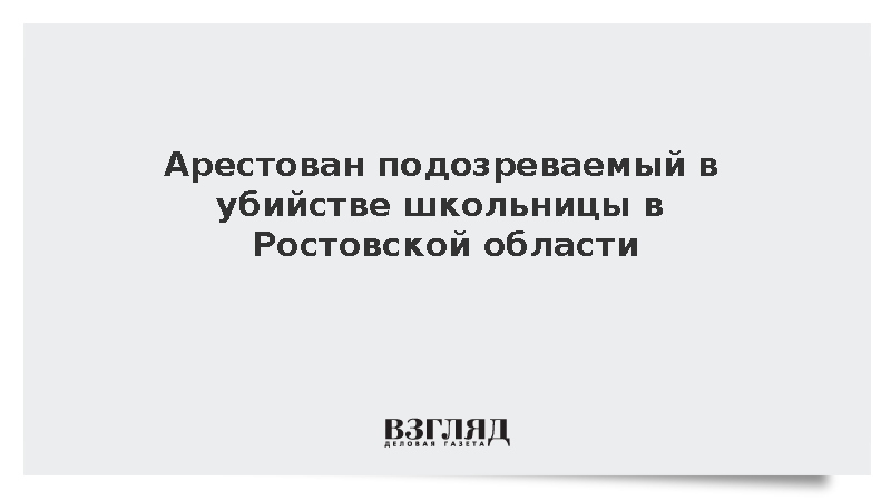 Арестован подозреваемый в убийстве школьницы в Ростовской области