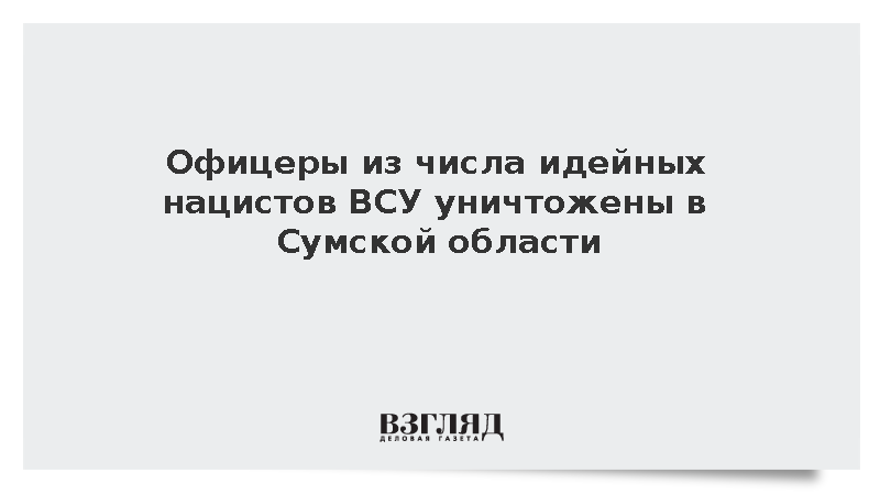 Офицеры из числа идейных нацистов ВСУ уничтожены в Сумской области