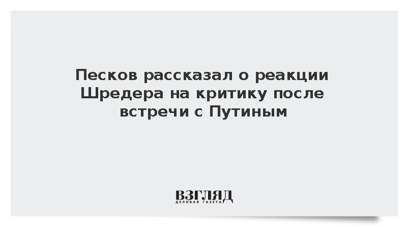 Песков: Шредер не испугался критики из-за встречи с Путиным