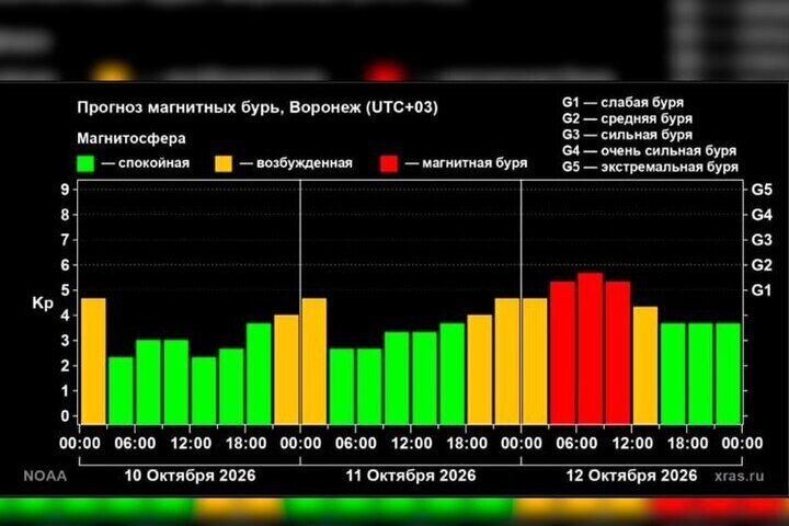 Магнитная буря накроет Воронеж утром 12 октября