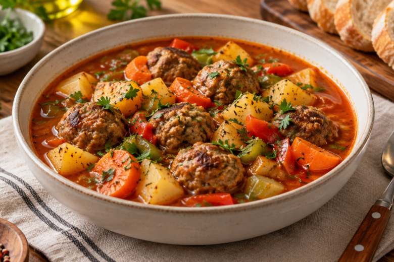 Быстрый рецепт в одном сотейнике: рагу с фрикадельками и овощами — вкуснота из простых продуктов