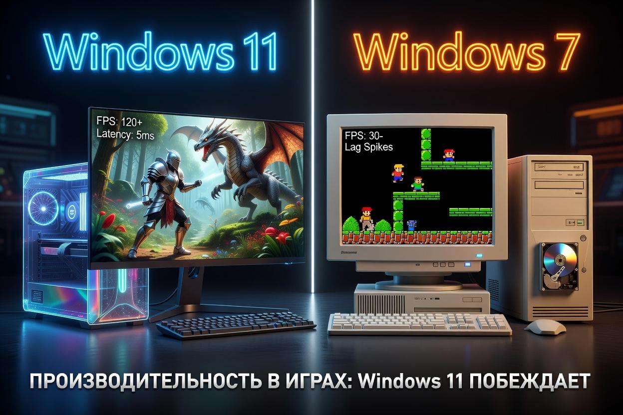 Windows 11 сравнили со старенькой Windows 7 в играх, и результаты не так однозначны, как можно подумать
