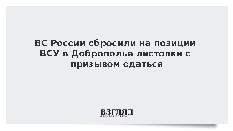 ВС России сбросили на позиции ВСУ в Доброполье призывы сдаться