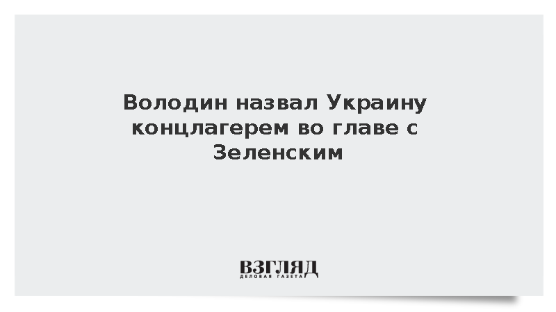 Спикер Госдумы Володин назвал Украину концлагерем во главе с Зеленским