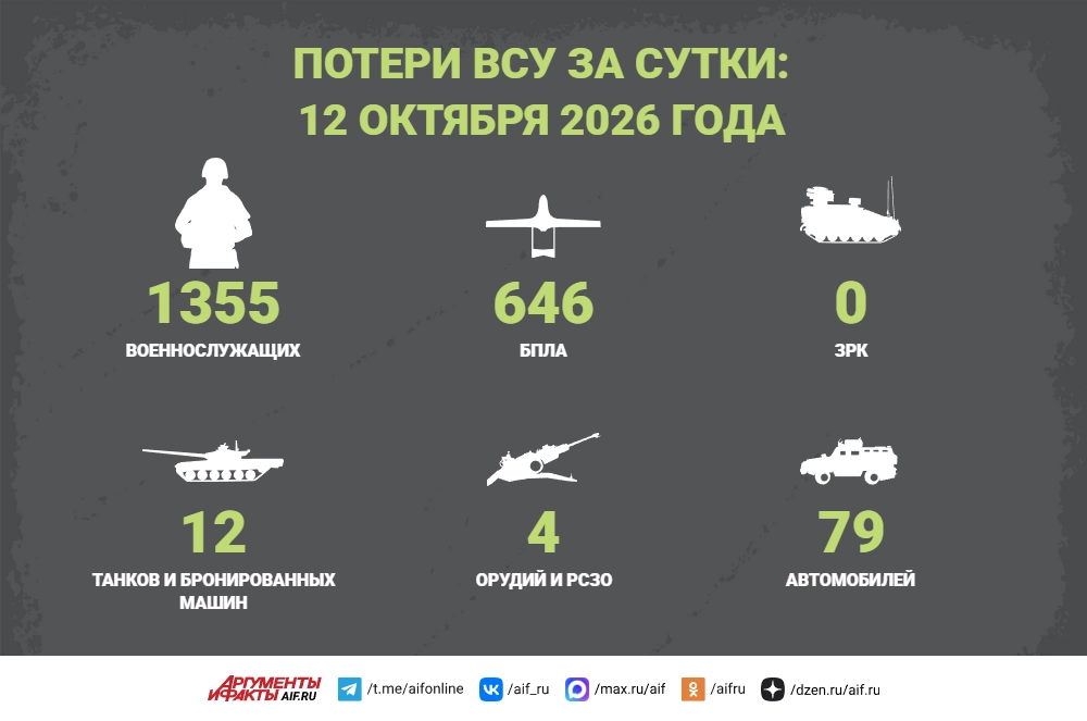 Потери ВСУ за сутки: 12 октября 2026 года