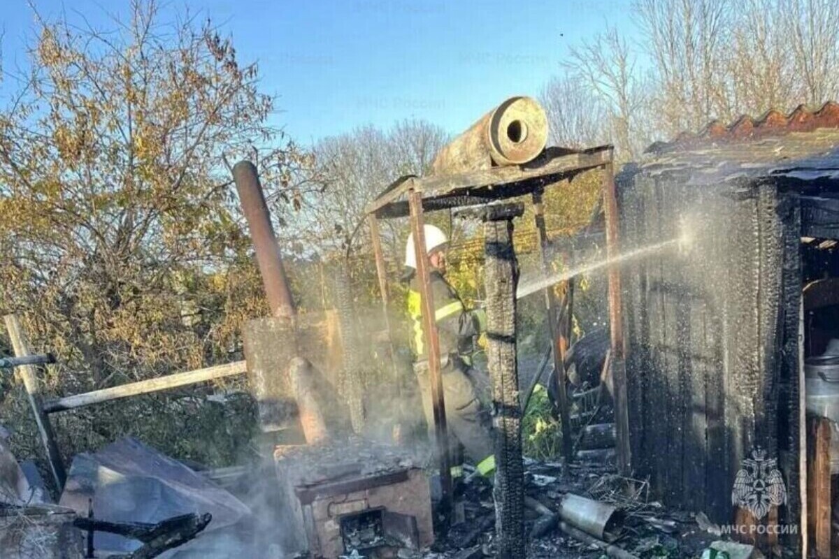 В Орловской области пожарные потушили горящую хозпостройку