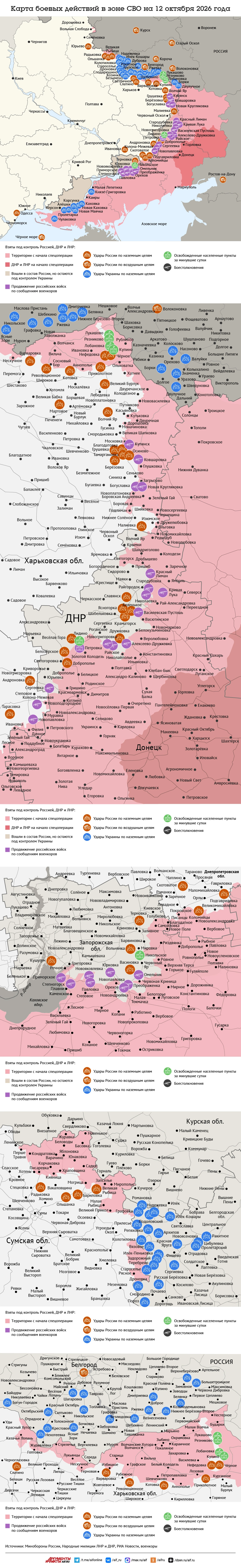 Карта боевых действий в зоне СВО на 12 октября 2026 года