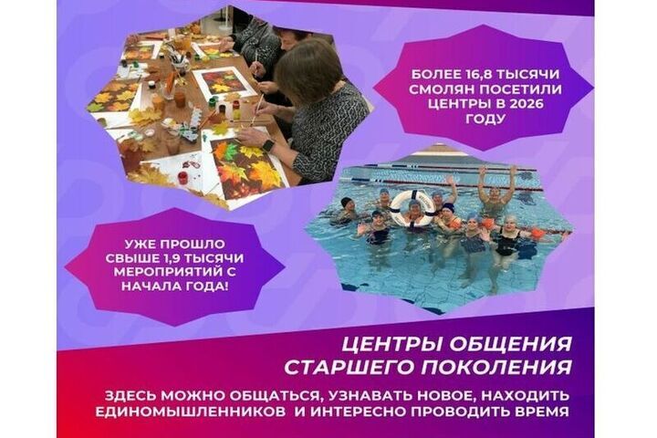 Центры общения старшего поколения в 2026 году посетили более 16,8 тысячи смолян