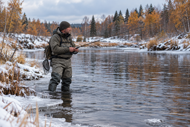 Забродники и ледяная вода: как не замерзнуть на рыбалке у кромки речки