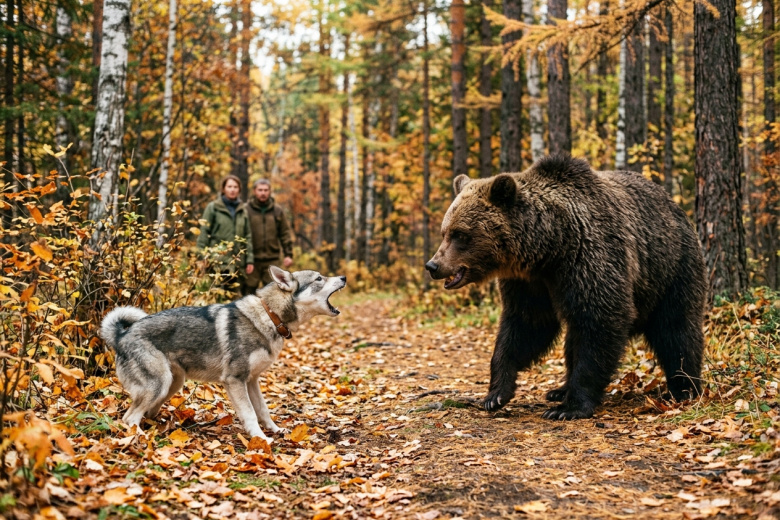 Щенок едва не лишился жизни, спасая хозяев от дикого медведя