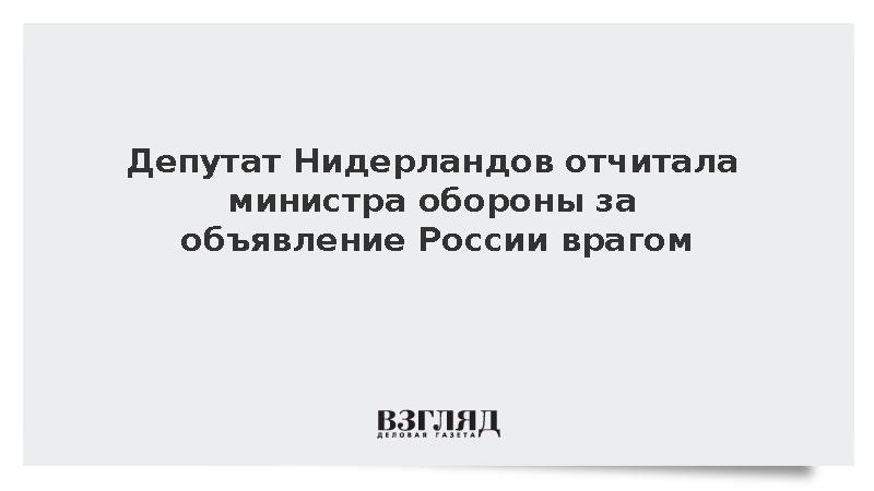 В Нидерландах обвинили министра обороны в легкомыслии из-за слов о России