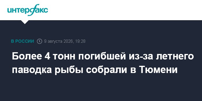 Более 4 тонн погибшей из-за летнего паводка рыбы собрали в Тюмени